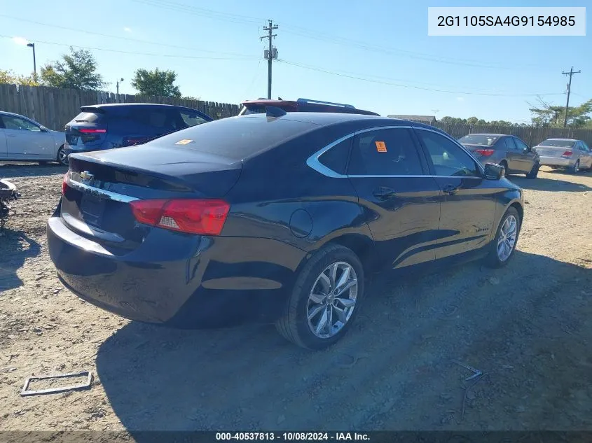 2016 Chevrolet Impala 1Lt VIN: 2G1105SA4G9154985 Lot: 40537813