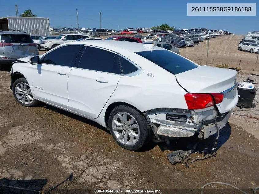 2016 Chevrolet Impala 2Lt VIN: 2G1115S38G9186188 Lot: 40544387