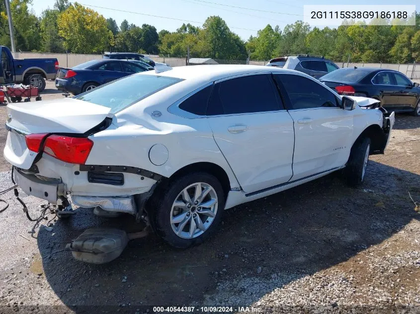 2016 Chevrolet Impala 2Lt VIN: 2G1115S38G9186188 Lot: 40544387