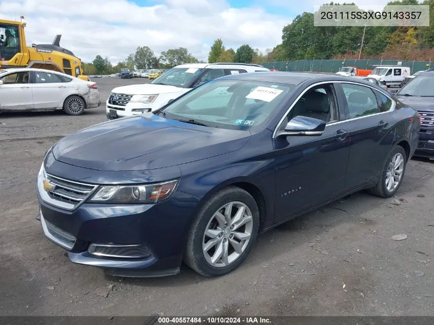 2016 Chevrolet Impala 2Lt VIN: 2G1115S3XG9143357 Lot: 40557484