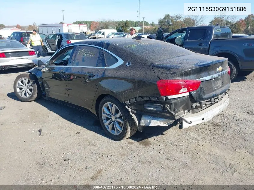 2016 Chevrolet Impala 2Lt VIN: 2G1115S30G9151886 Lot: 40722176