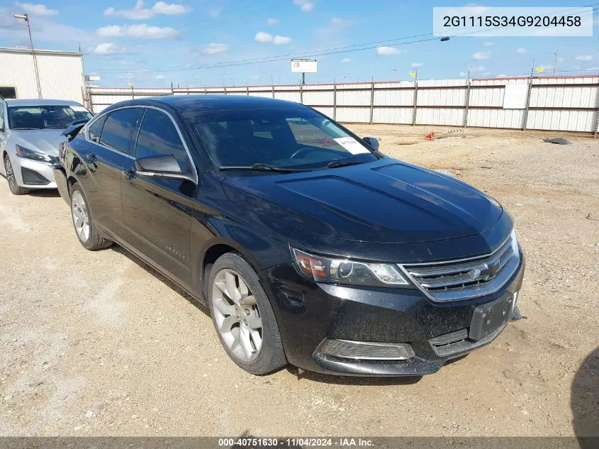 2016 Chevrolet Impala 2Lt VIN: 2G1115S34G9204458 Lot: 40751630