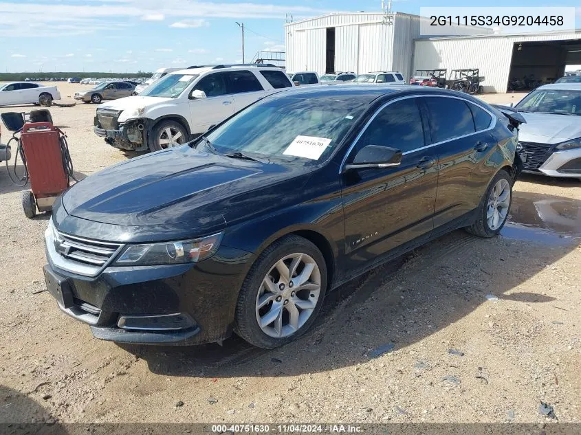 2016 Chevrolet Impala 2Lt VIN: 2G1115S34G9204458 Lot: 40751630