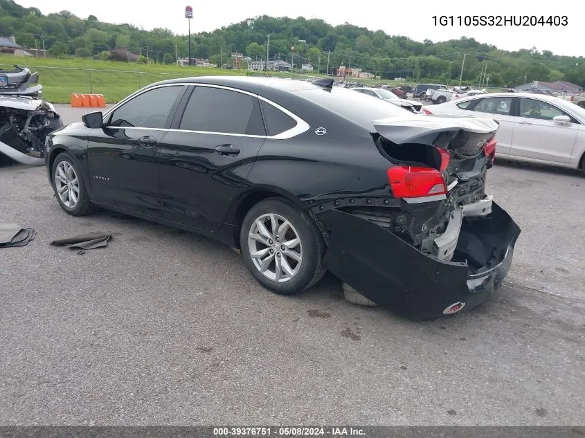 1G1105S32HU204403 2017 Chevrolet Impala 1Lt