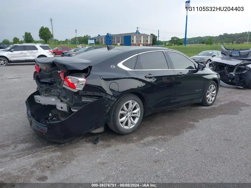 1G1105S32HU204403 2017 Chevrolet Impala 1Lt