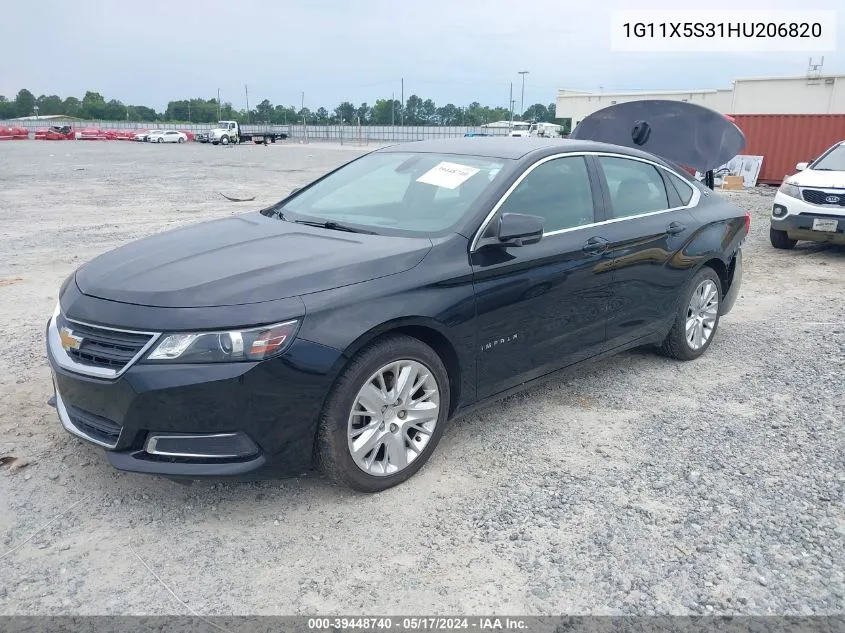 1G11X5S31HU206820 2017 Chevrolet Impala 1Fl