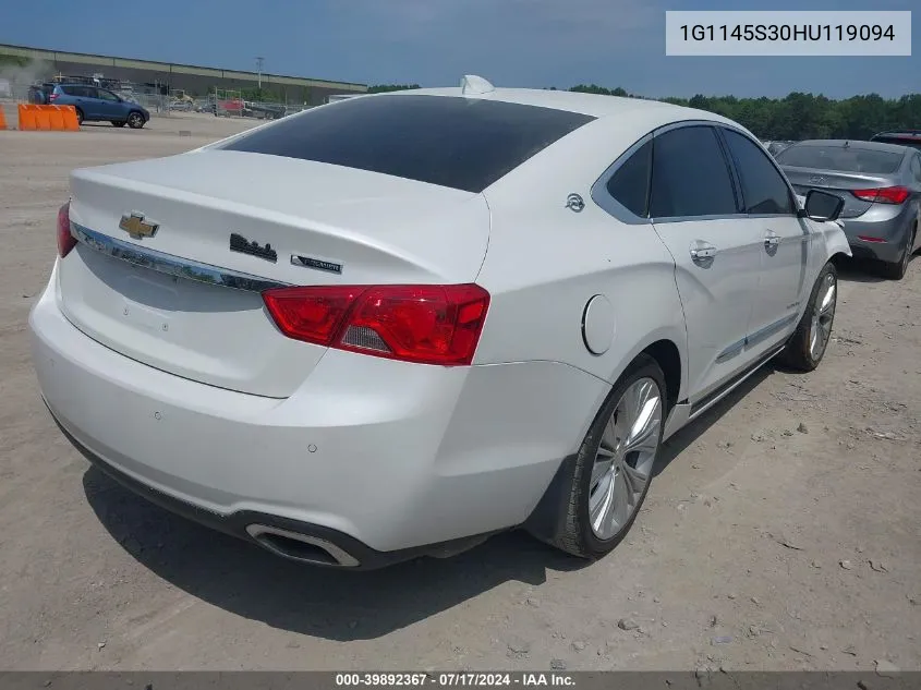 2017 Chevrolet Impala 2Lz VIN: 1G1145S30HU119094 Lot: 39892367