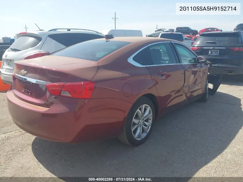 2017 Chevrolet Impala 1Lt VIN: 2G1105SA5H9152714 Lot: 40002288