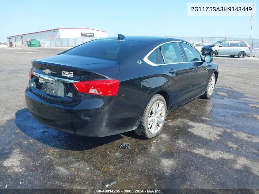 2017 Chevrolet Impala Ls VIN: 2G11Z5SA3H9143449 Lot: 40014285