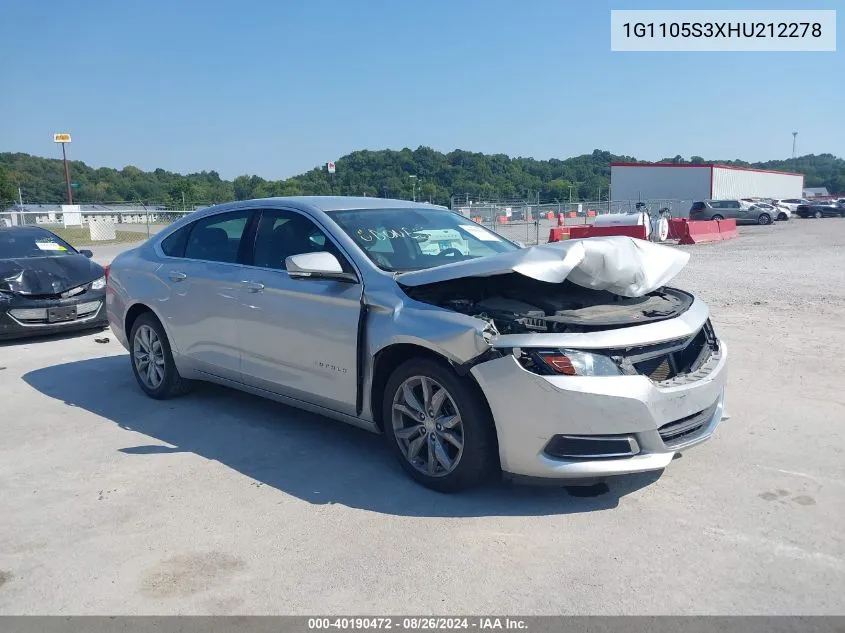 2017 Chevrolet Impala 1Lt VIN: 1G1105S3XHU212278 Lot: 40190472