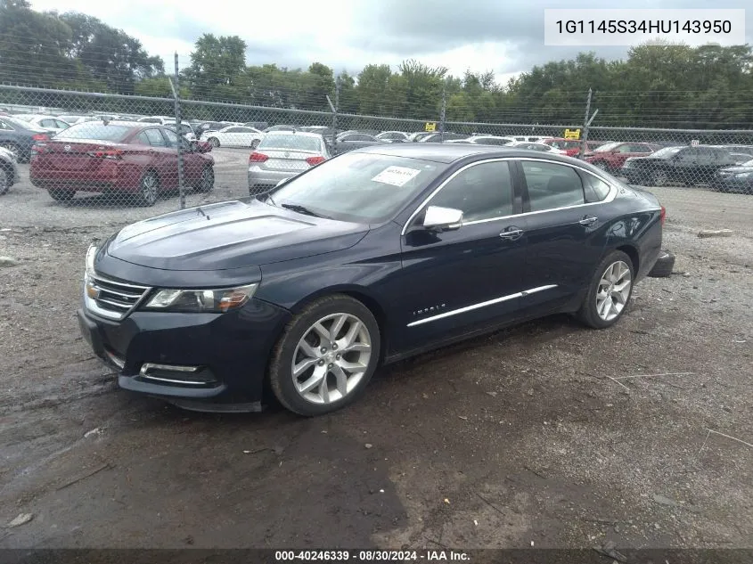 2017 Chevrolet Impala 2Lz VIN: 1G1145S34HU143950 Lot: 40246339