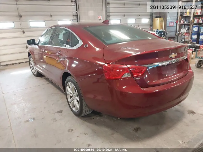 2017 Chevrolet Impala Lt VIN: 2G1105S39H9181537 Lot: 40300856