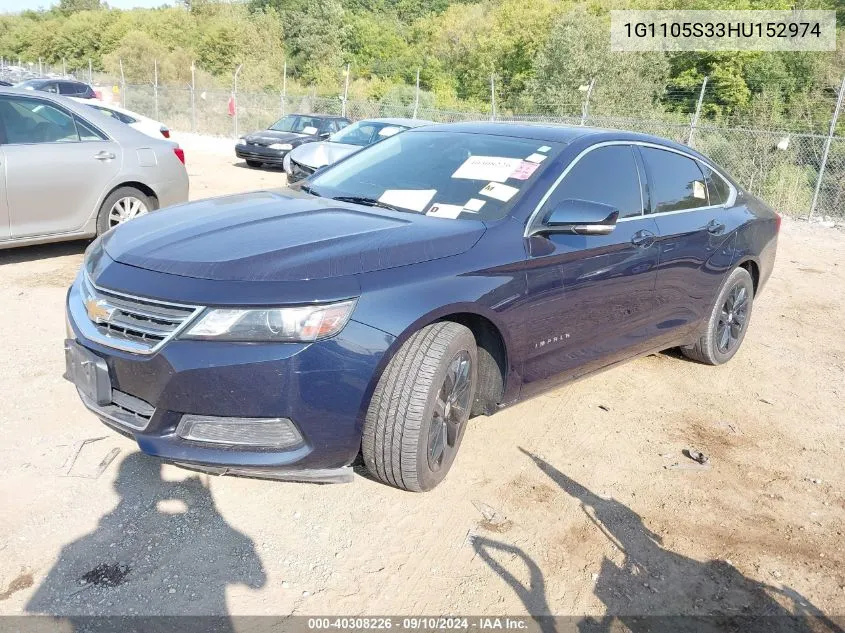 2017 Chevrolet Impala 1Lt VIN: 1G1105S33HU152974 Lot: 40308226