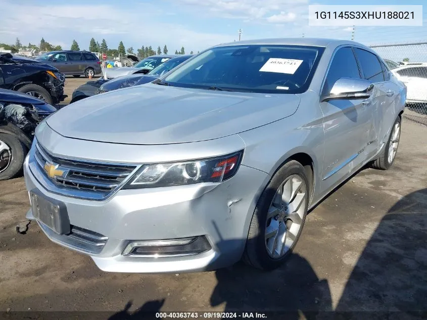 2017 Chevrolet Impala 2Lz VIN: 1G1145S3XHU188021 Lot: 40363743