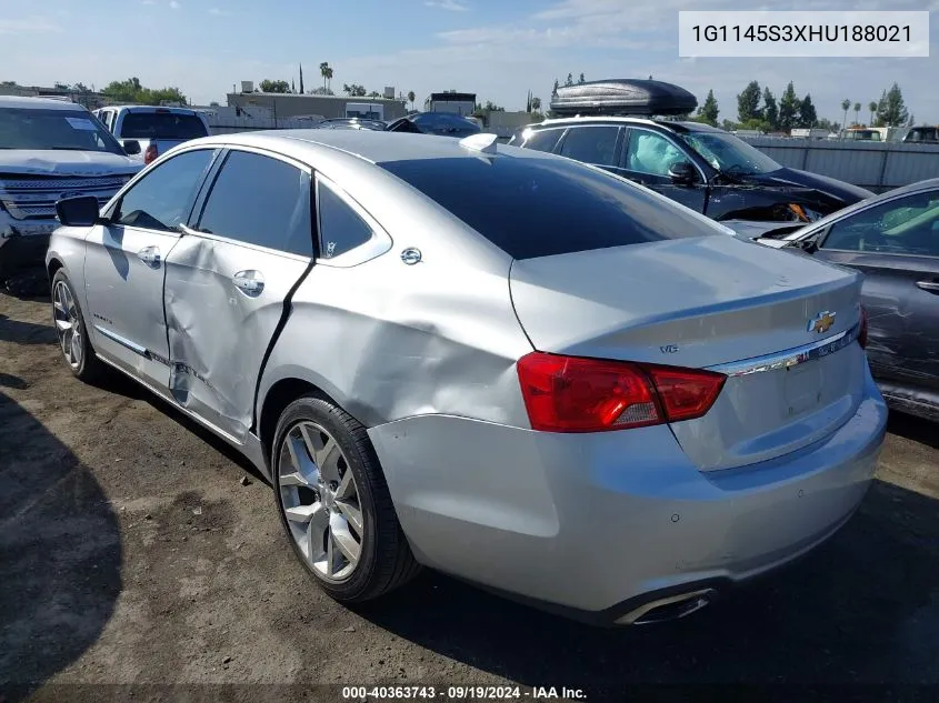 2017 Chevrolet Impala 2Lz VIN: 1G1145S3XHU188021 Lot: 40363743