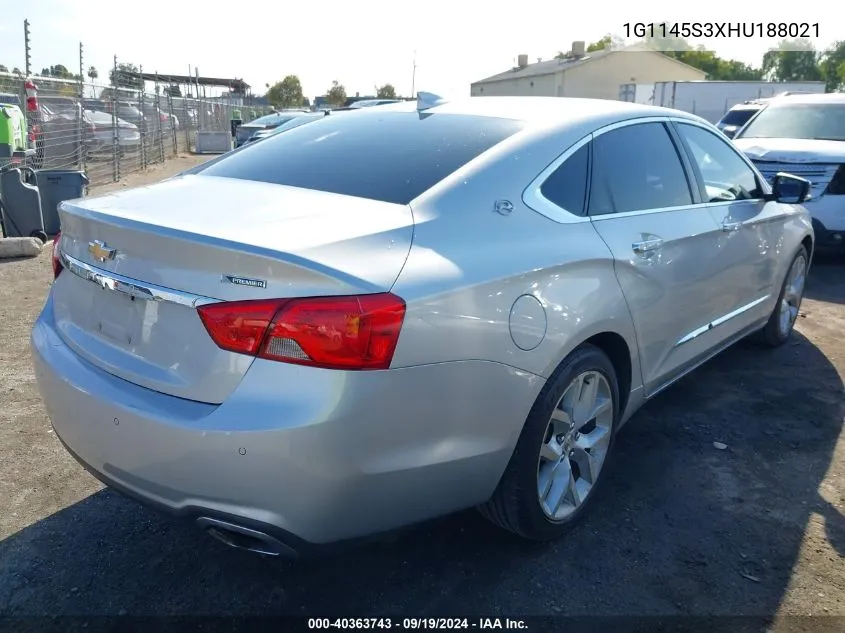 1G1145S3XHU188021 2017 Chevrolet Impala 2Lz