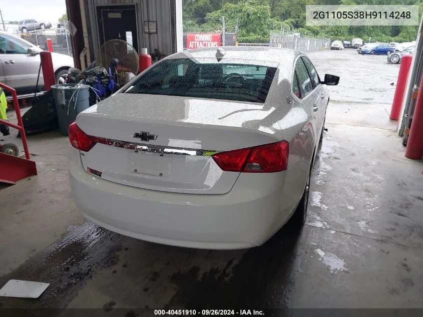 2G1105S38H9114248 2017 Chevrolet Impala 1Lt