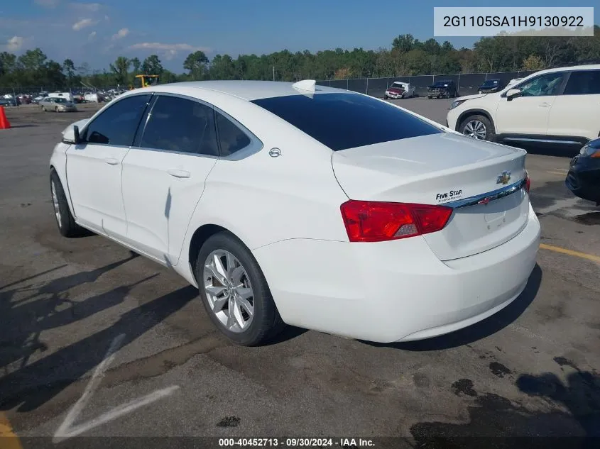 2G1105SA1H9130922 2017 Chevrolet Impala 1Lt