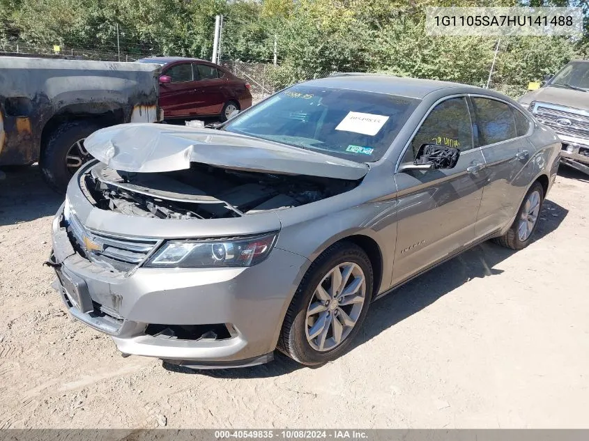 2017 Chevrolet Impala 1Lt VIN: 1G1105SA7HU141488 Lot: 40549835