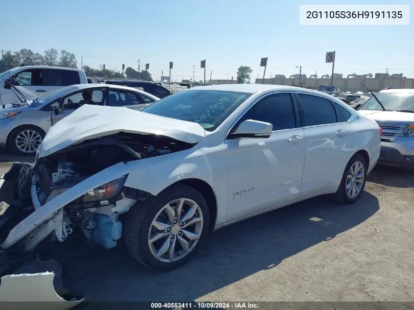 2017 Chevrolet Impala Lt VIN: 2G1105S36H9191135 Lot: 40553411