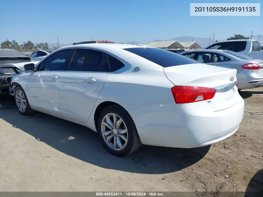 2017 Chevrolet Impala Lt VIN: 2G1105S36H9191135 Lot: 40553411