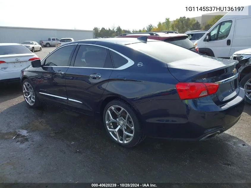 2017 Chevrolet Impala 2Lz VIN: 1G1145S37HU136197 Lot: 40620239