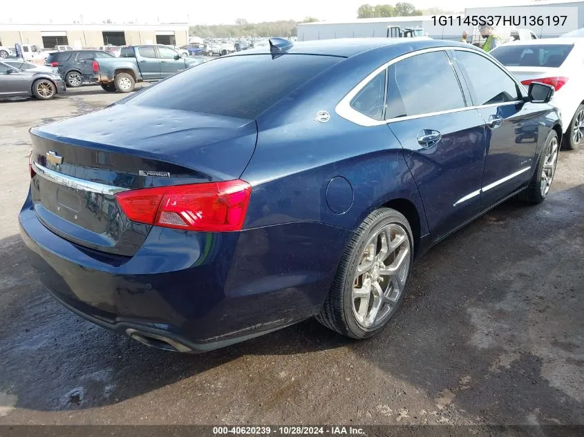 2017 Chevrolet Impala 2Lz VIN: 1G1145S37HU136197 Lot: 40620239