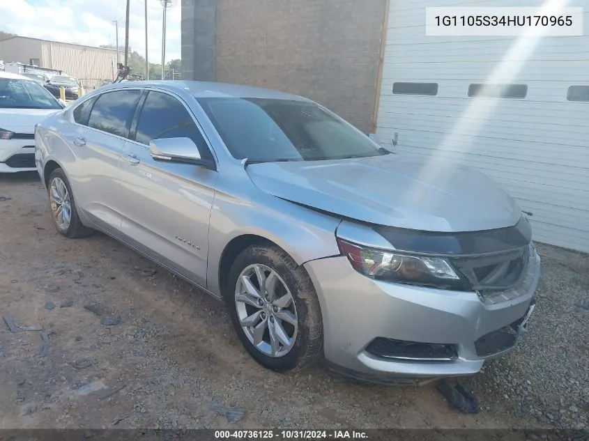 1G1105S34HU170965 2017 Chevrolet Impala 1Lt