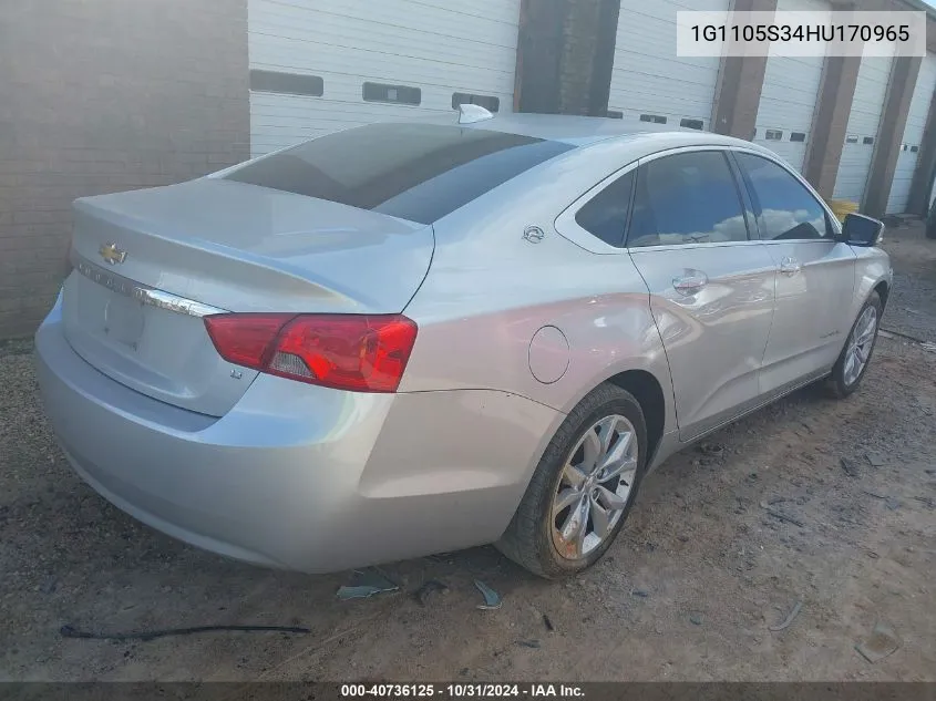 1G1105S34HU170965 2017 Chevrolet Impala 1Lt