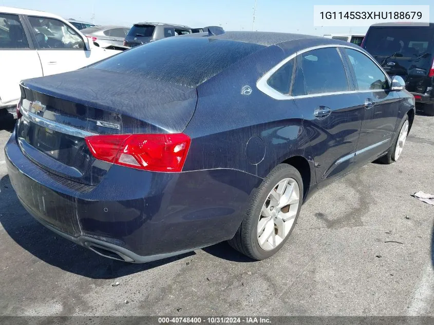 2017 Chevrolet Impala 2Lz VIN: 1G1145S3XHU188679 Lot: 40748400