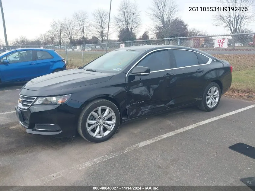 2017 Chevrolet Impala 1Lt VIN: 2G1105S34H9192476 Lot: 40840327