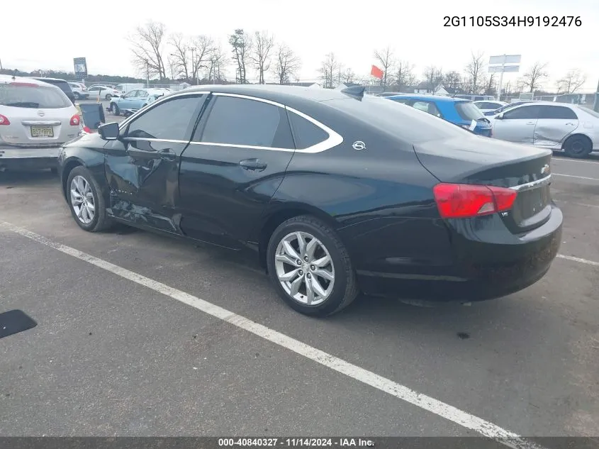 2017 Chevrolet Impala 1Lt VIN: 2G1105S34H9192476 Lot: 40840327