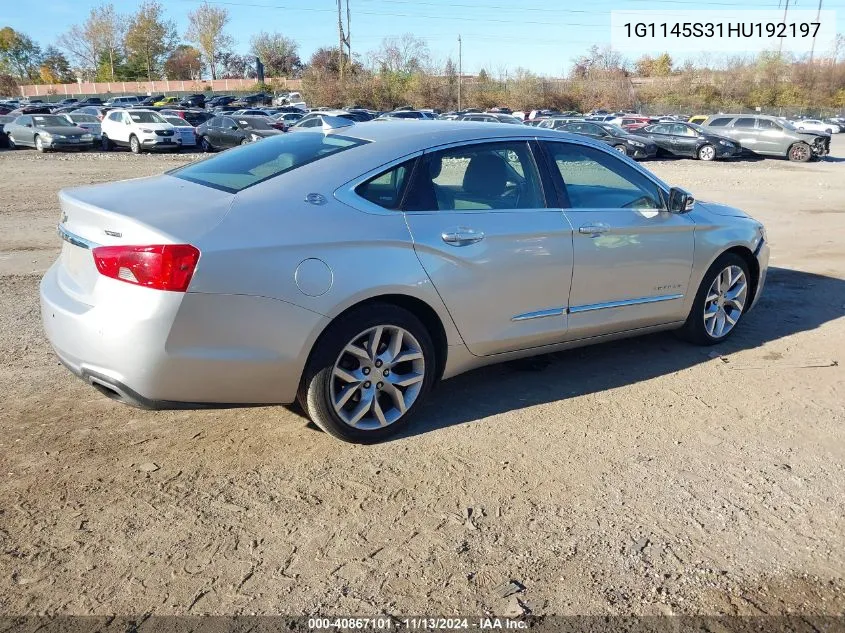 2017 Chevrolet Impala 2Lz VIN: 1G1145S31HU192197 Lot: 40867101