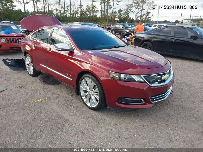 2017 Chevrolet Impala 2Lz VIN: 1G1145S34HU151806 Lot: 40901414