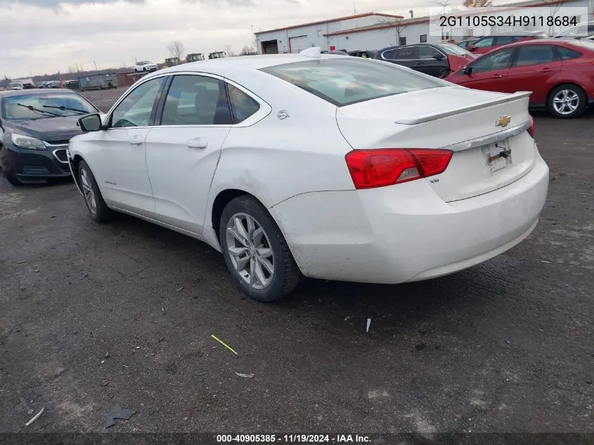 2017 Chevrolet Impala 1Lt VIN: 2G1105S34H9118684 Lot: 40905385