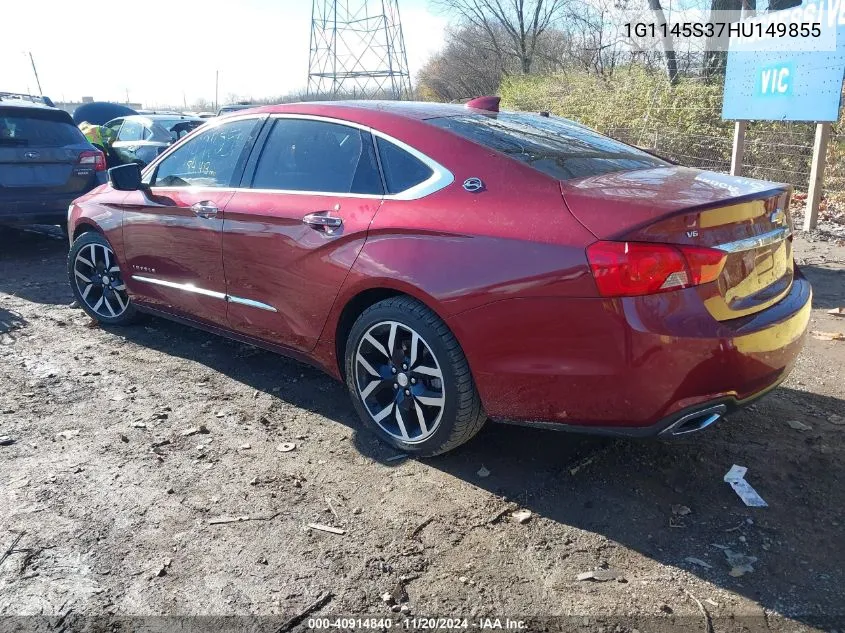 2017 Chevrolet Impala 2Lz VIN: 1G1145S37HU149855 Lot: 40914840