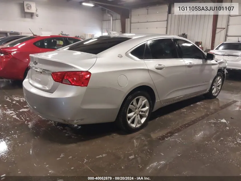 2018 Chevrolet Impala 1Lt VIN: 1G1105SA3JU101107 Lot: 40052879