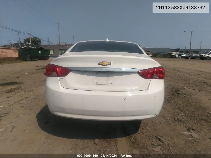 2018 Chevrolet Impala 1Fl VIN: 2G11X5S3XJ9138732 Lot: 40094150