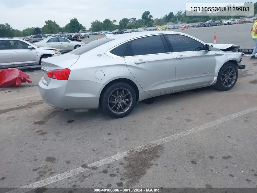 2018 Chevrolet Impala 1Lt VIN: 1G1105S36JU139903 Lot: 40106886