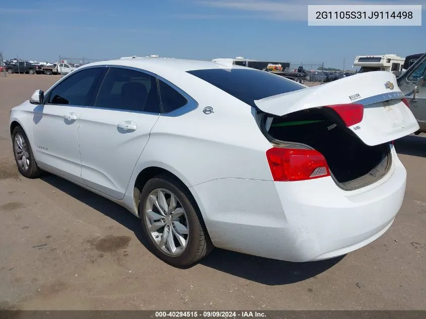 2G1105S31J9114498 2018 Chevrolet Impala 1Lt