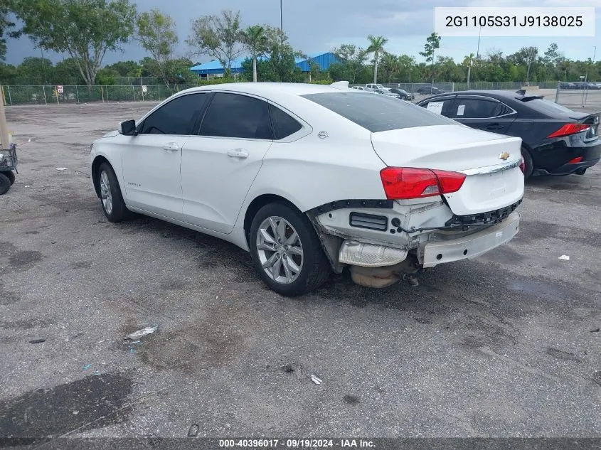 2018 Chevrolet Impala 1Lt VIN: 2G1105S31J9138025 Lot: 40396017