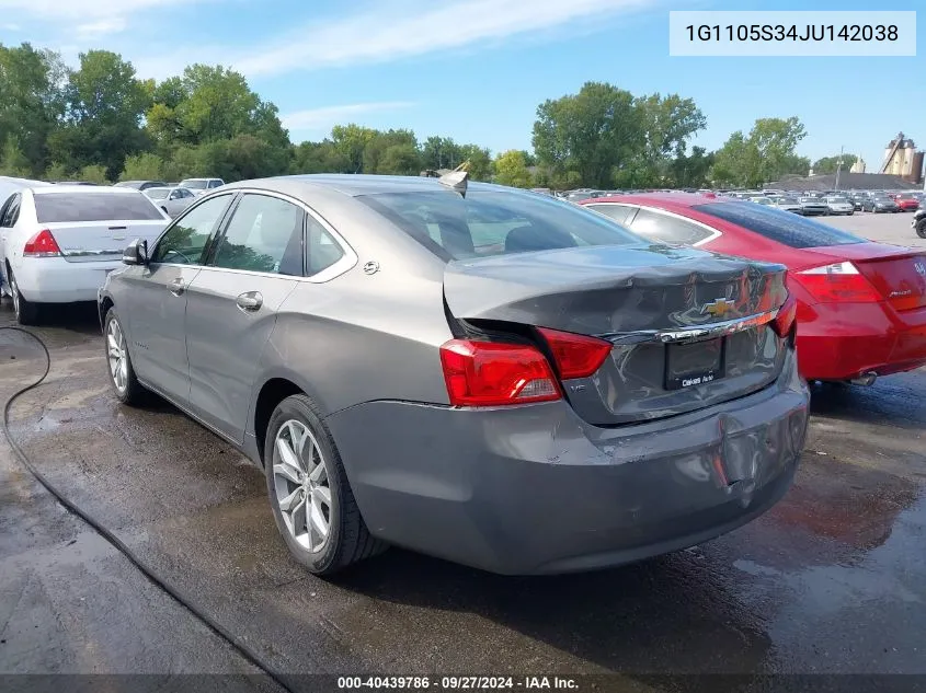 1G1105S34JU142038 2018 Chevrolet Impala 1Lt