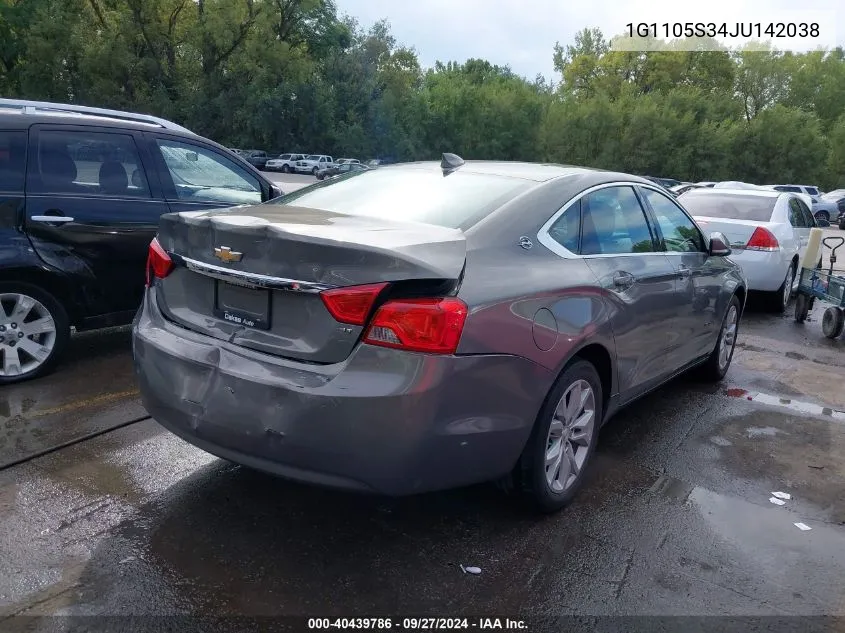 1G1105S34JU142038 2018 Chevrolet Impala 1Lt