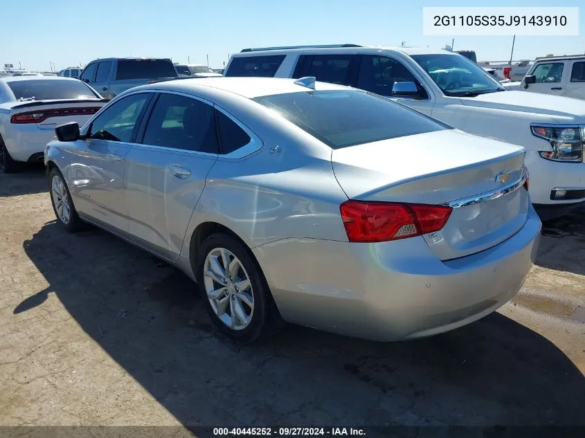 2018 Chevrolet Impala 1Lt VIN: 2G1105S35J9143910 Lot: 40445252