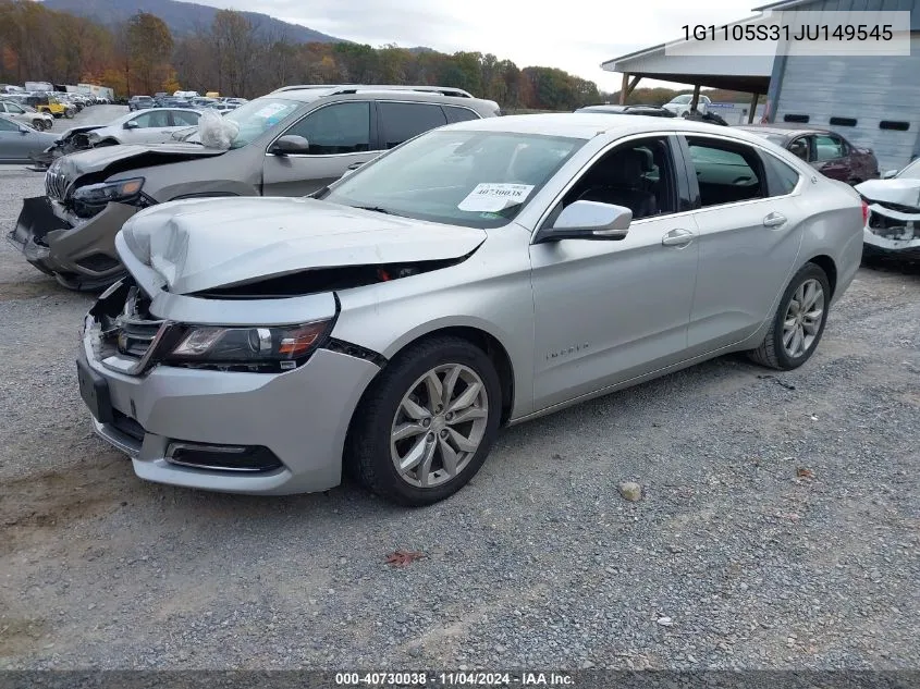 2018 Chevrolet Impala 1Lt VIN: 1G1105S31JU149545 Lot: 40730038