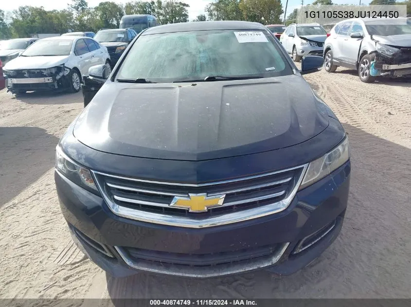 2018 Chevrolet Impala 1Lt VIN: 1G1105S38JU124450 Lot: 40874749