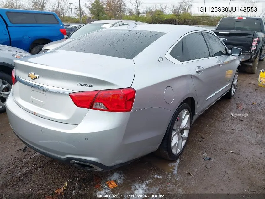 2018 Chevrolet Impala 2Lz VIN: 1G1125S30JU143553 Lot: 40882281