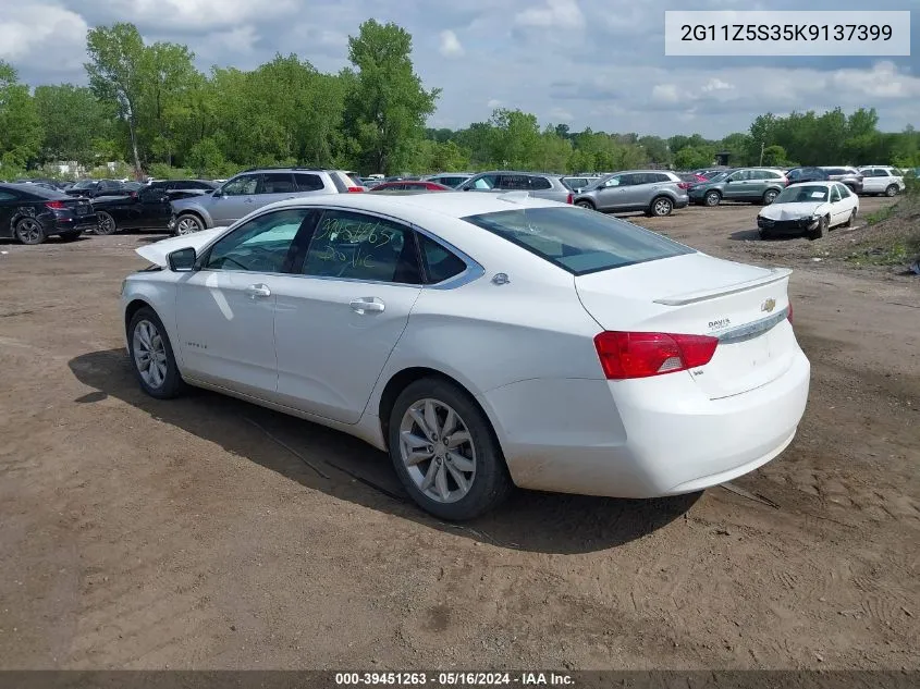 2019 Chevrolet Impala Lt VIN: 2G11Z5S35K9137399 Lot: 39451263