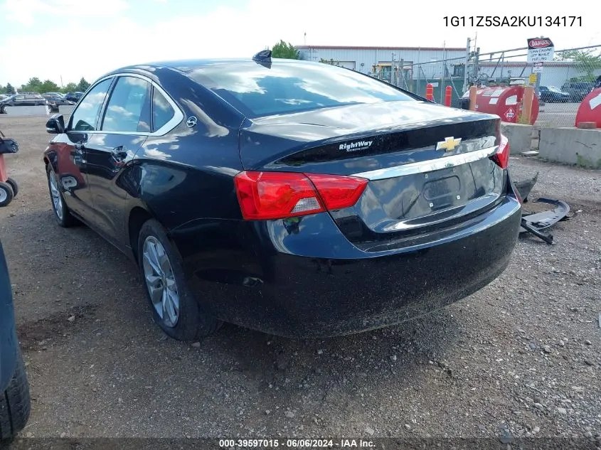 2019 Chevrolet Impala Lt VIN: 1G11Z5SA2KU134171 Lot: 39597015