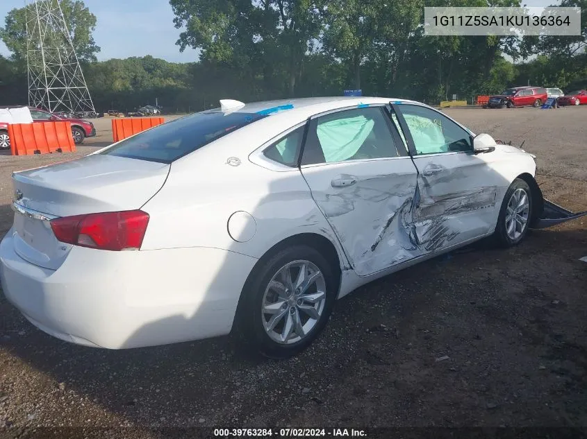 2019 Chevrolet Impala Lt VIN: 1G11Z5SA1KU136364 Lot: 39763284